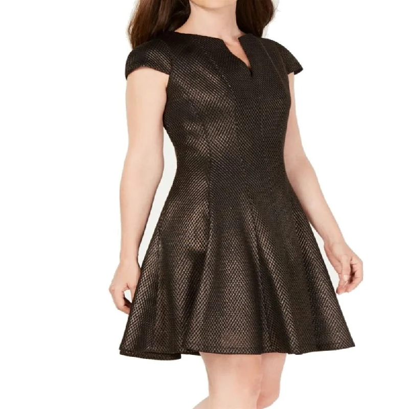 Julia Jordan Women's a Line Split Neck Shimmer Dress Black Size 4