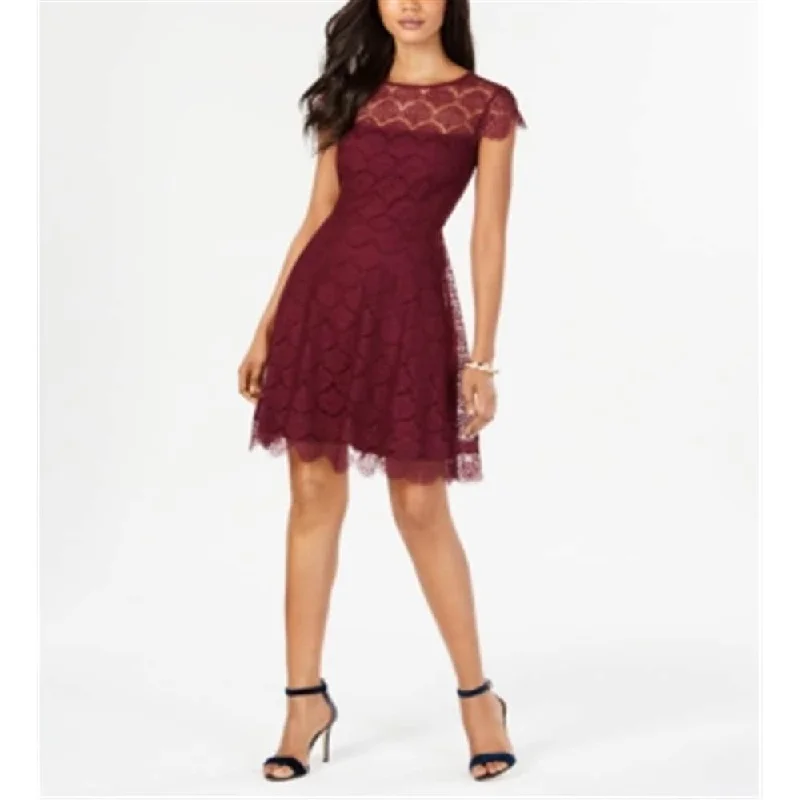 Kensie Women's Lace a Line Dress Wine Size 14