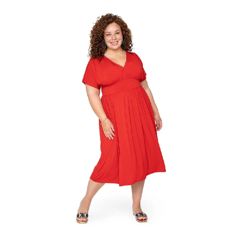 Leota Curve Tiana Dress Solid Barbados Cherry