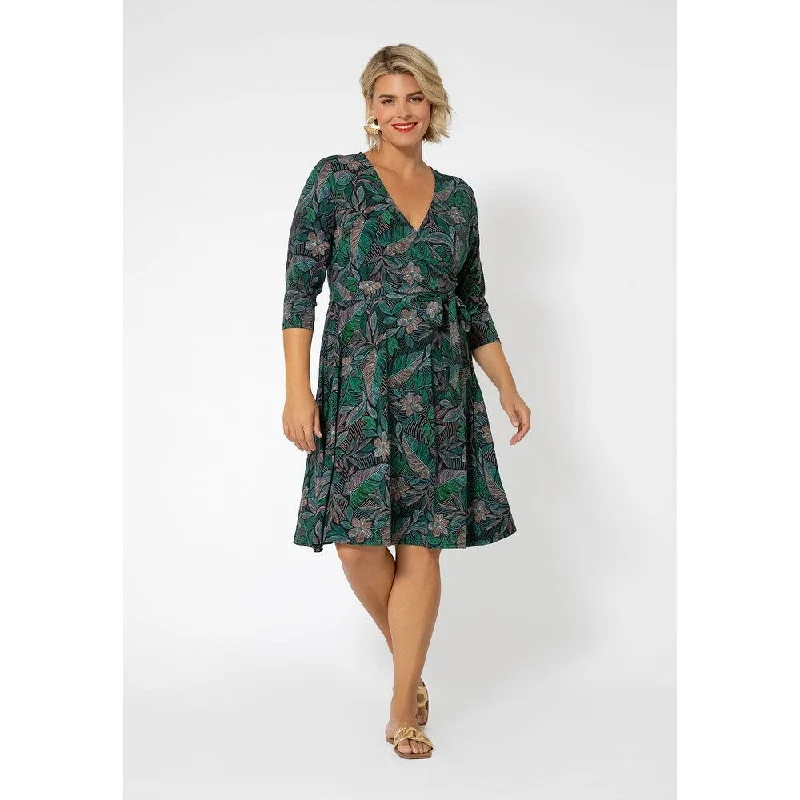 Leota Women's 3/4 Sleeve Perfect Wrap Dress (Curve) Green