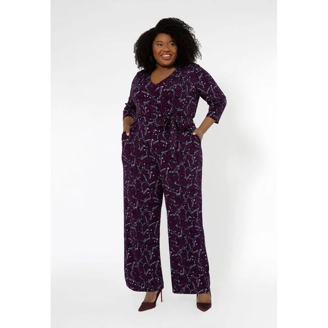 Leota Women's Leia V-Neck Jumpsuit (Curve) Purple Size 2X