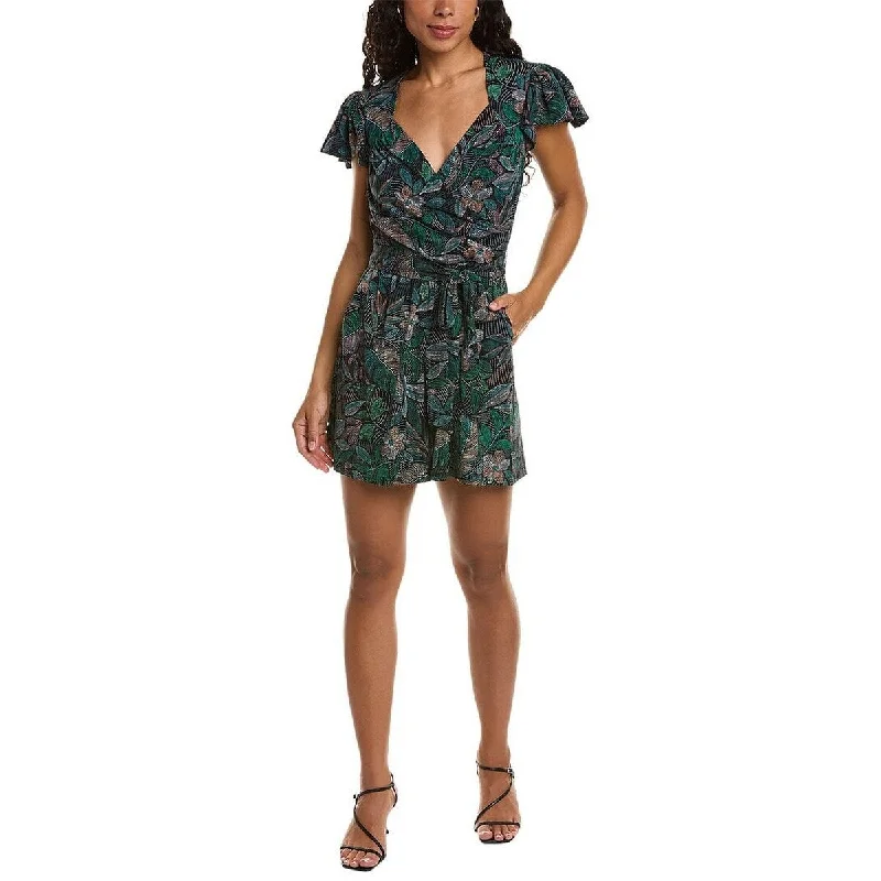 Leota Women's Sweetheart Flutter Romper Green Size Small