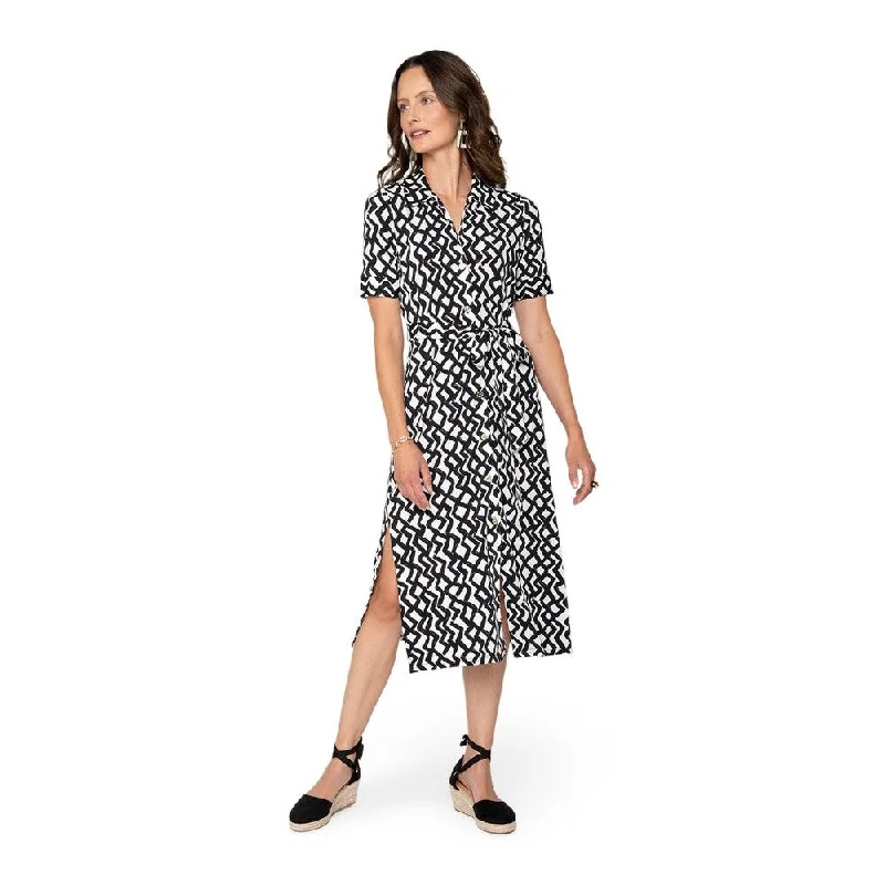 Leota's Women Jade Shirt Dress Zig Zag Black White