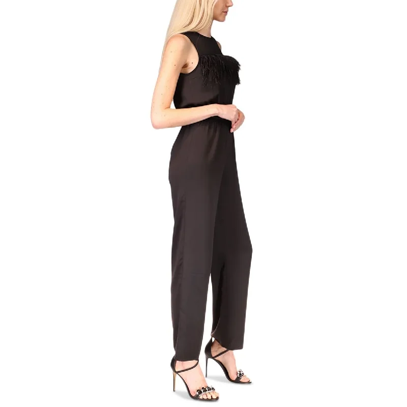 Michael Kors Women's Feather Trim Jumpsuit Black Size 0