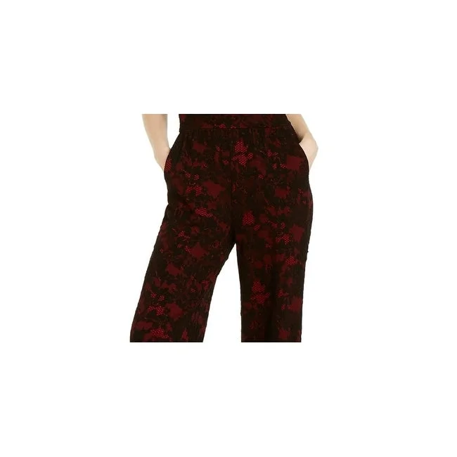 Michael Kors Women's Halter Lace Jumpsuit Currant - All Red Size X-Small