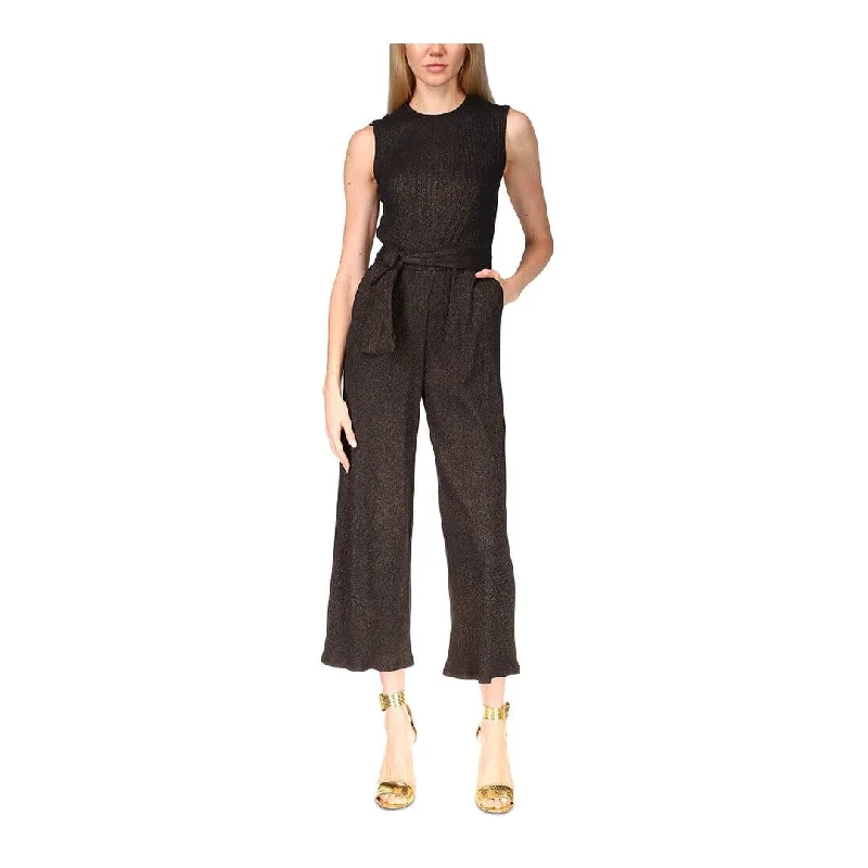 Michael Kors Women's Sleeveless Shimmer Jumpsuit Black Size Large