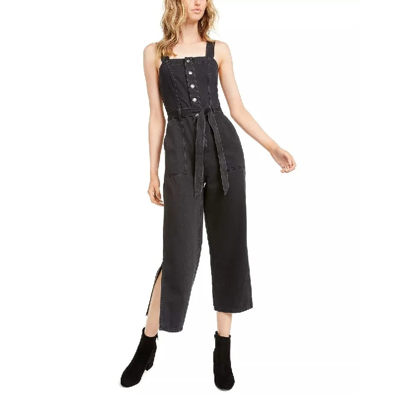 Oat Women's Black Volcano Side-Slit Jumpsuit Black Size 8