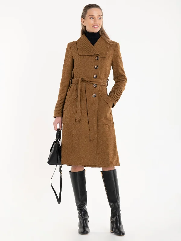 Jolie Moi Shawl A-Line Coat, Camel