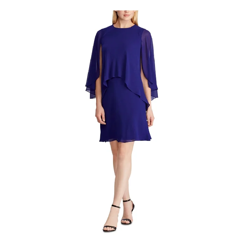 Ralph Lauren Women's Layered Georgette Dress Blue Size 2