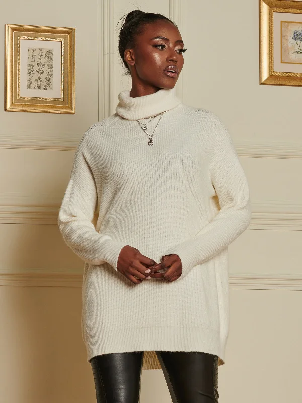 Made In Italy Rib Knitted Roll Neck Jumper, Butter