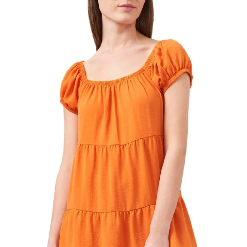 Riley & Rae Women's Tiered Cap Sleeve Dress Orange Size Large