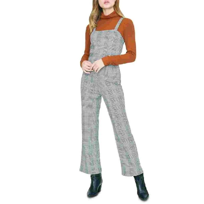 Sanctuary Women's Check You Later Flare Leg Plaid Jumpsuit Taupe Size X-Small