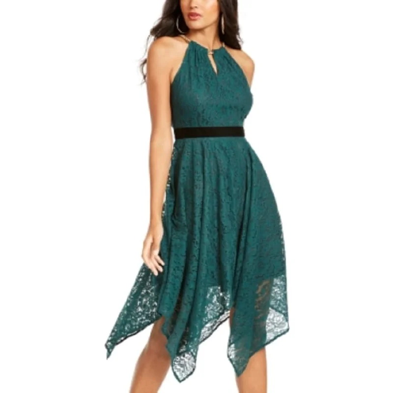 Thalia Sodi Women's Chain Neck Lace Dress Green Size Large