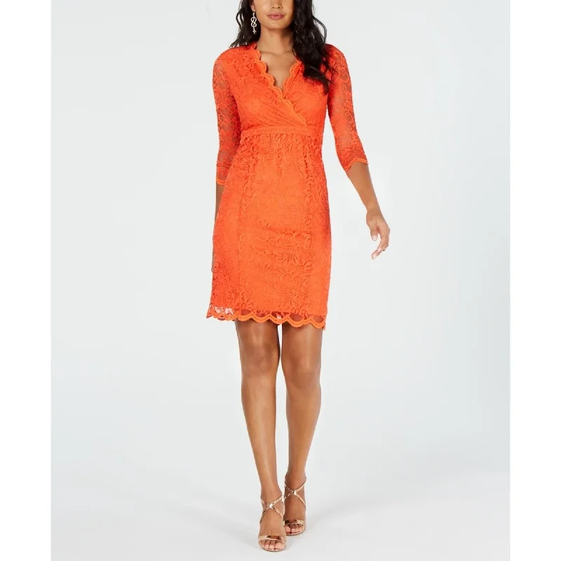 Thalia Sodi Women's Lace Sheath Dress Orange Size Large