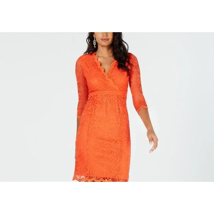 Thalia Sodi Women's Lace Sheath Dress Orange Size Small