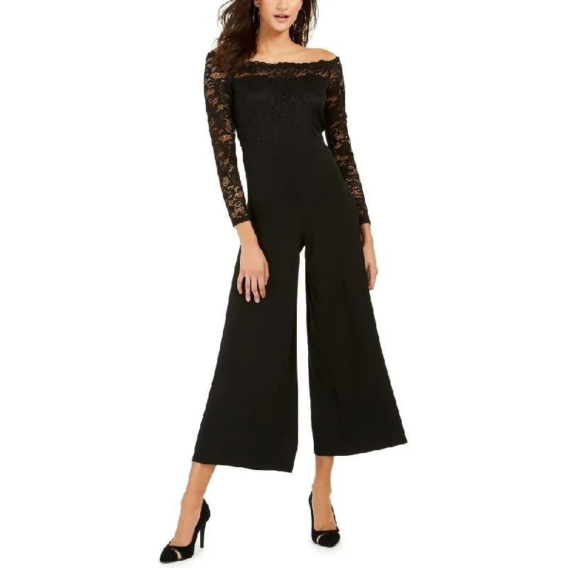 Thalia Sodi Women's Off The Shoulder Lace Jumpsuit Black Size Medium