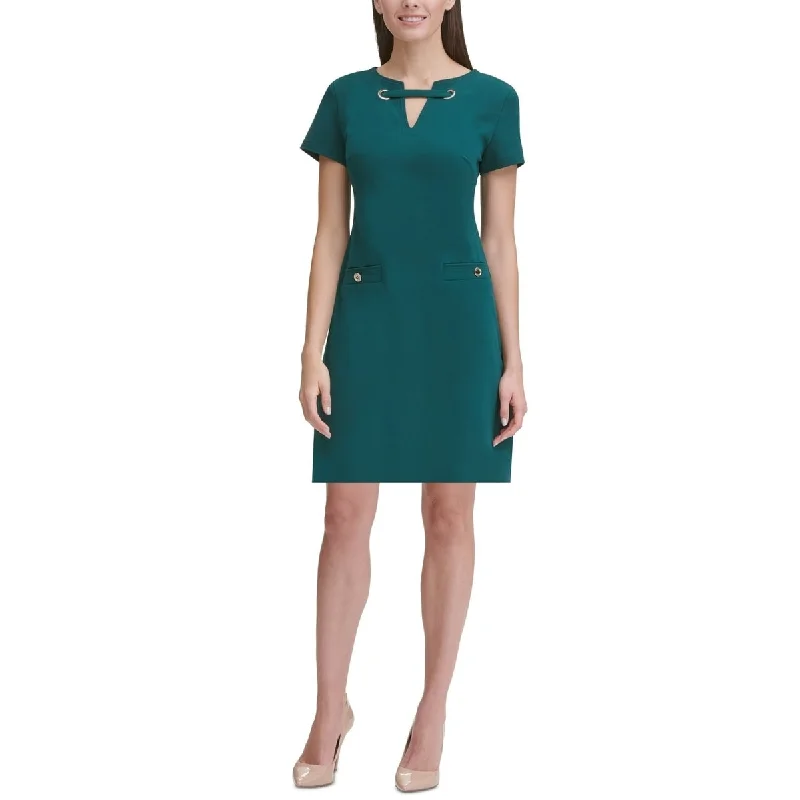 Tommy Hilfiger Women's Scuba Crepe Grommet Dress Green Size 2