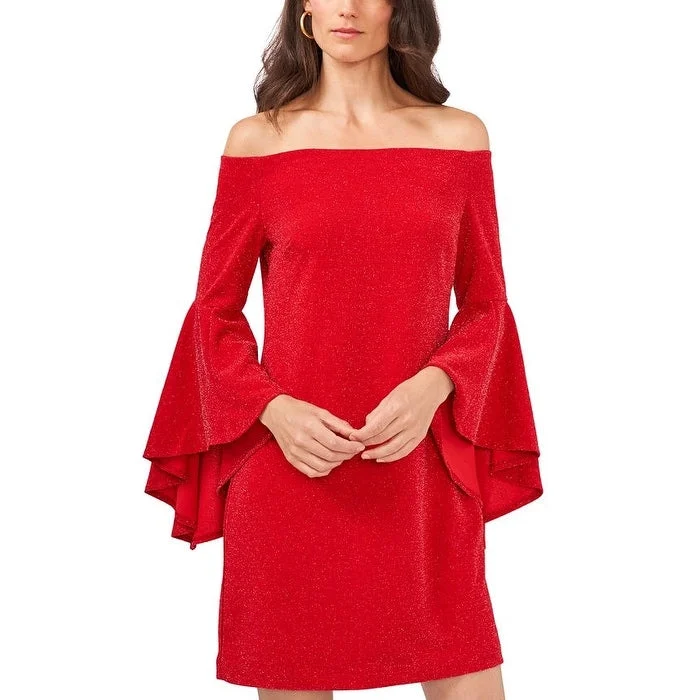 Vince Camuto Women's Off The Shoulder Flutter Sleeve Dress Red Size Xs