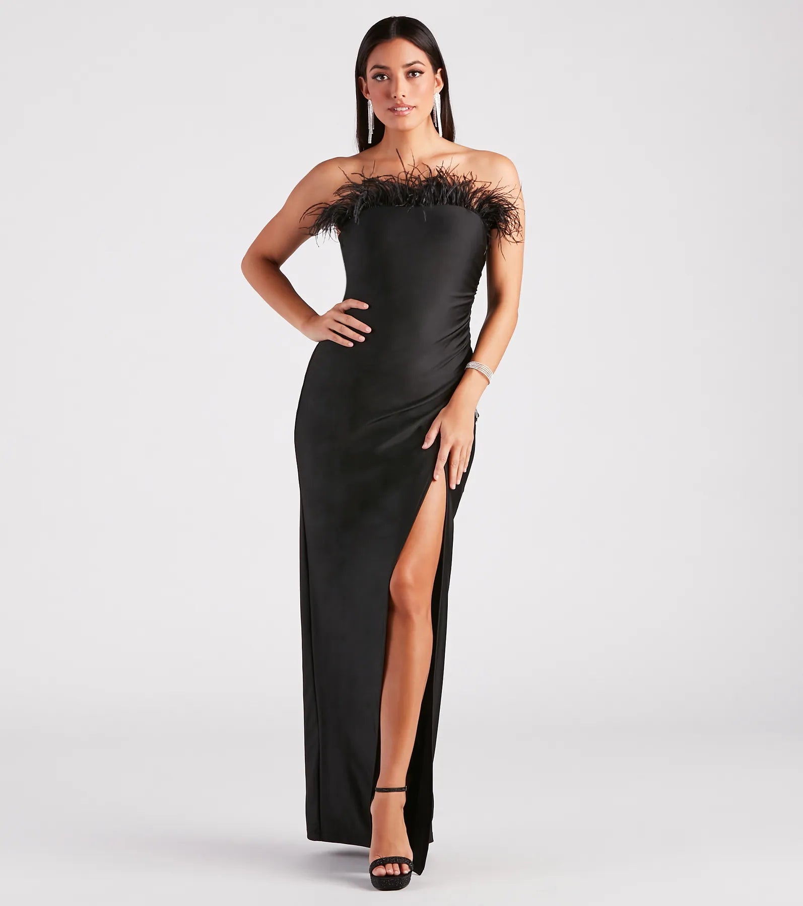 Blake Formal Strapless Feather Mermaid Dress