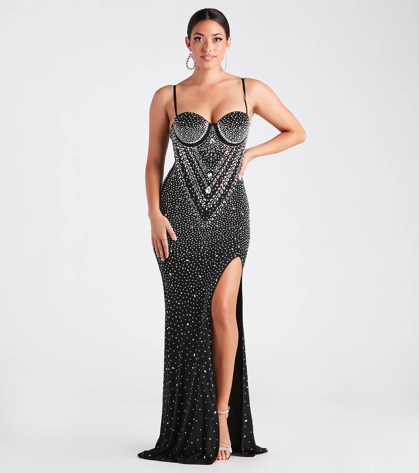 Candice Formal Rhinestone A-Line Long Dress