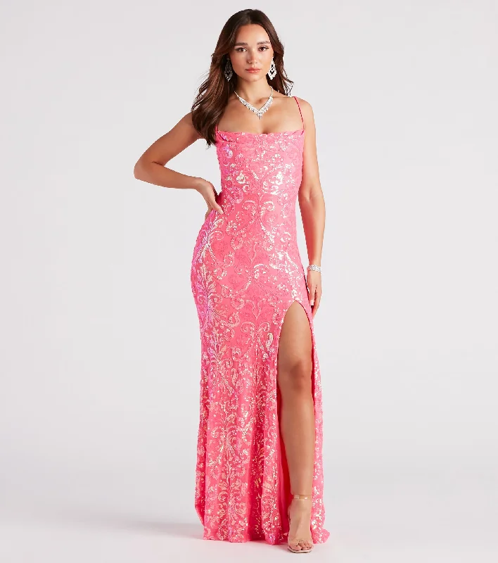 CLEARANCE - Gabrielle Formal Sequin Long Dress