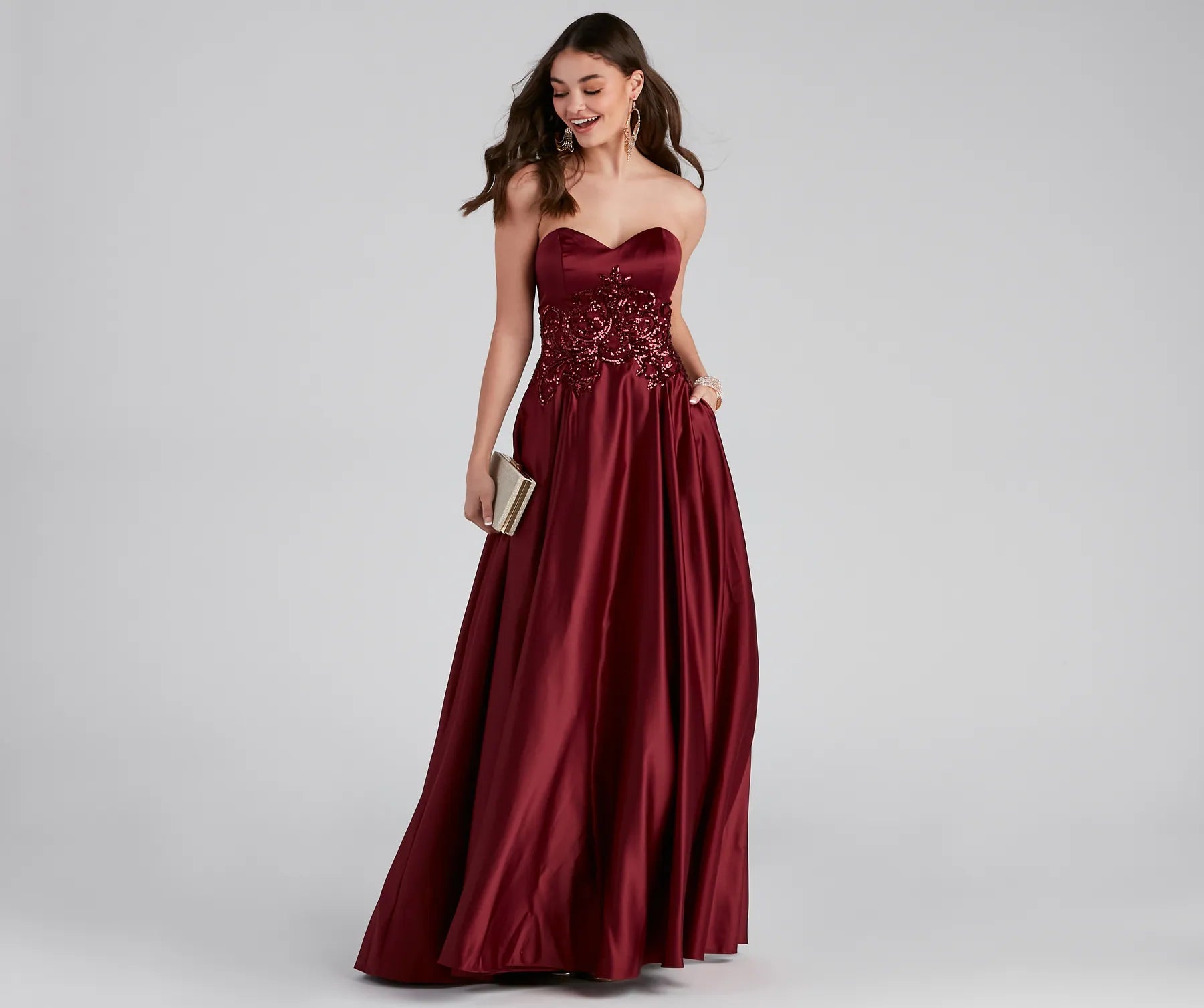 Ellie Lace-Up Sequin Ball Gown