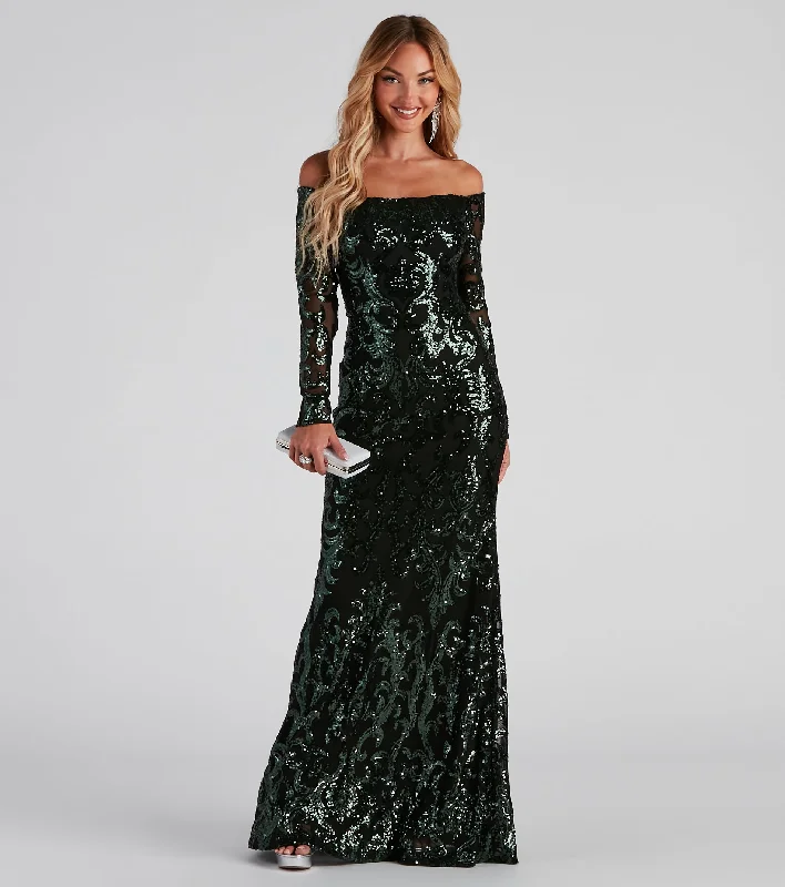 Isador Formal Sequin Scroll Dress