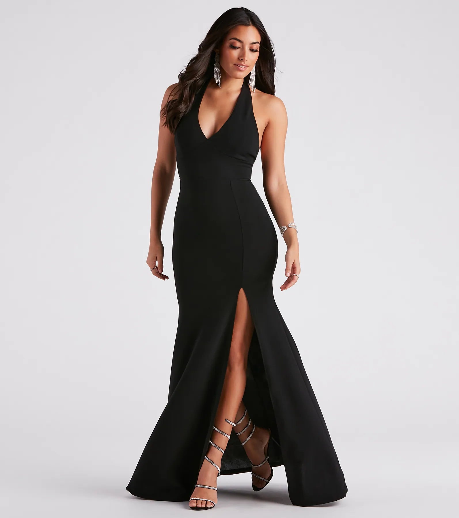 Kaiya Formal Crepe Halter Dress