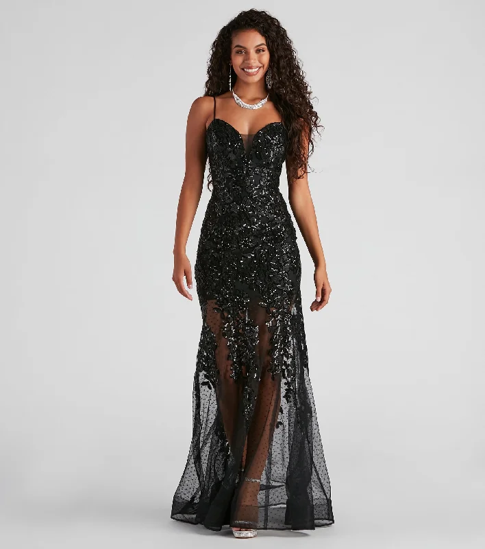 Livia Sequin Mesh Mermaid Dress