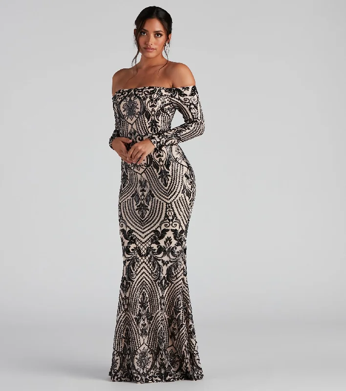 Paityn Formal Off-The-Shoulder Sequin Dress