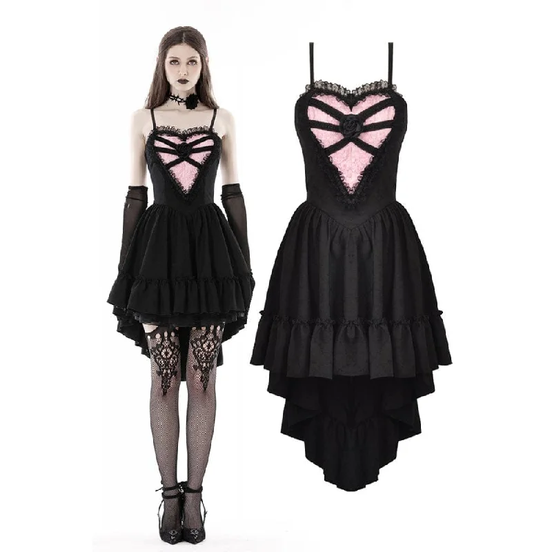 Women's Gothic Irregular Heart Lace Splice Slip Dress