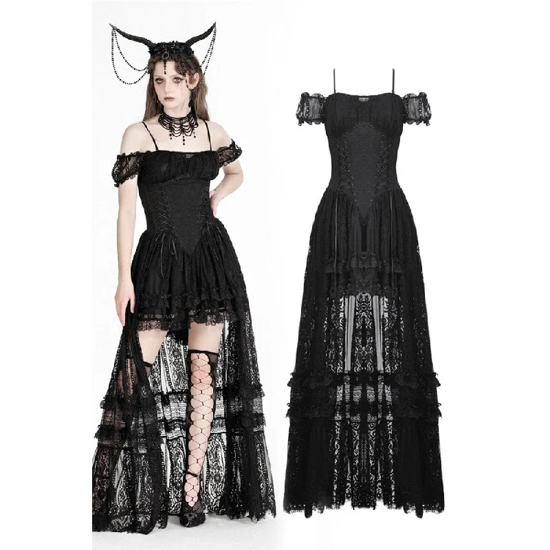 Women's Gothic Off-the-shoulder High/Low Prom Slip Dress