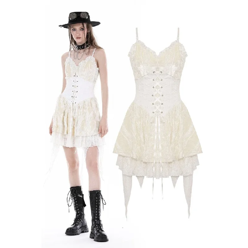 Women's Steampunk Irregular Lace-up Layered Slip Dress