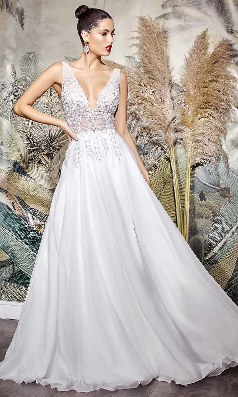 Cinderella Divine Bridal - Sleeveless Embroidered Bridal Gown TY12 - 1 pc Off White In Size 14 Available