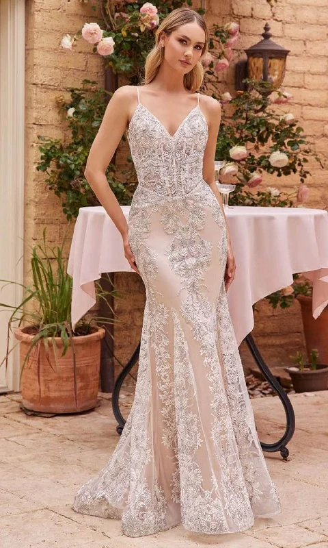 Ladivine J859W - Embroidered V-Neck Bridal Gown