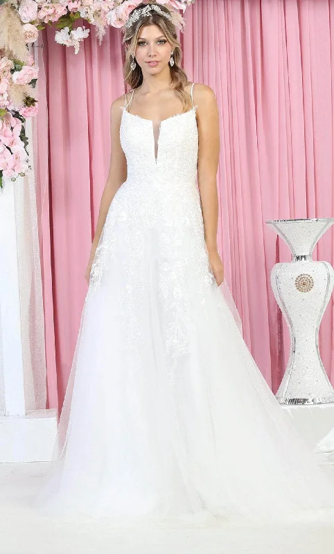 May Queen RQ7917 - Dual Strap A-Line Wedding Gown