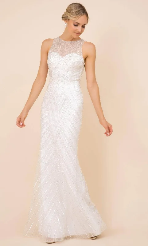 Nox Anabel H404W - Illusion Sequined Fitting Gown