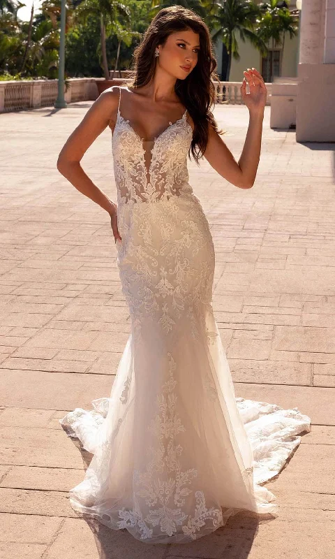 Primavera Bridal 11137 - Embroidered Sleeveless Open Back Bridal Dress