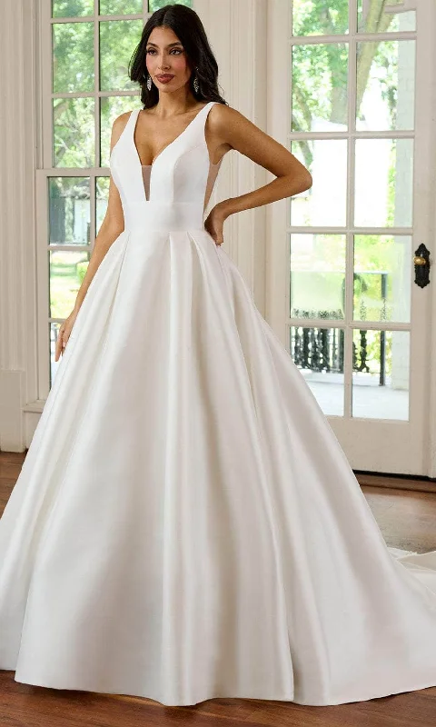 Rachel Allan RB2177 - Plunging V-Neck Pleated Bridal Gown