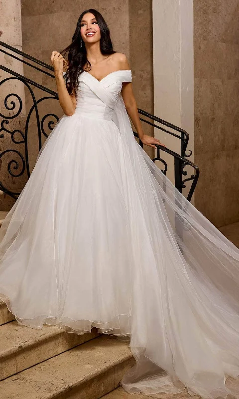 Rachel Allan RB5046 - Off-Shoulder Pleated Detail Bridal Gown