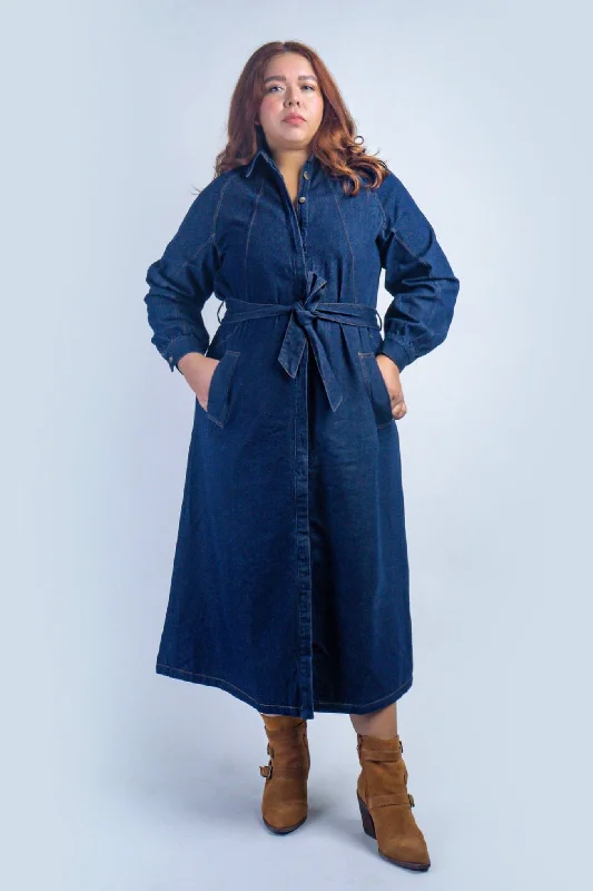 Dark Denim Belted Shirt Dress