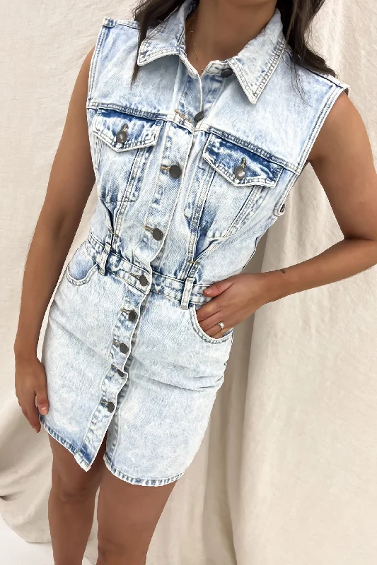 Kennedy Denim Dress Bleach