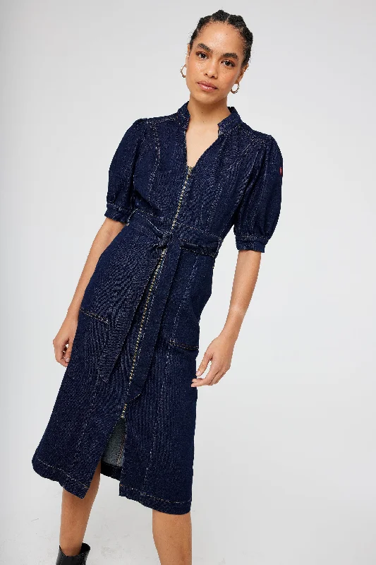 Rinse Wash Zip Detail Denim Dress