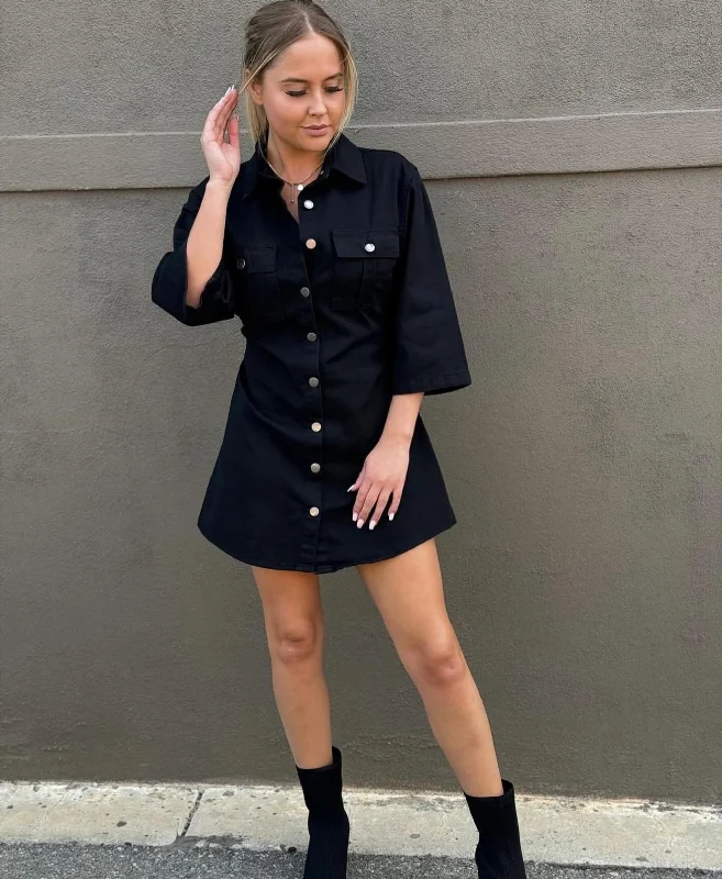 Verana Black Denim Dress